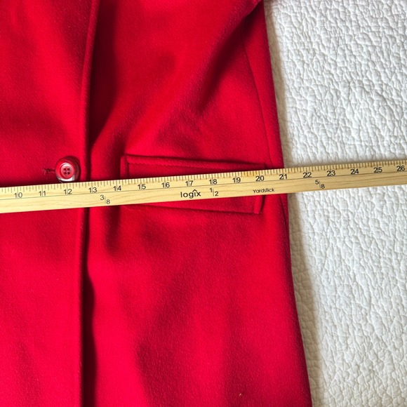 Vintage Red Wool Coat Petite M/L Double Breasted Midi Made In USA 80s 90s - Picture 13 of 14